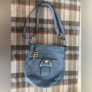 B. Makowsky Blue Crossbody Bag with Silver Accents